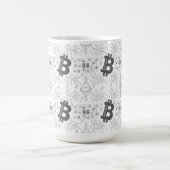 Bitcoin Digitale Cryptocurrency Zwart Wit Patroon Magische Mok (Midden)