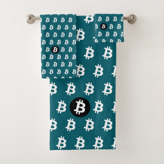 Bitcoin Donker Teal Bad Handdoek (Insitu)