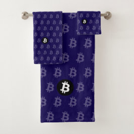 Bitcoin Donkerblauw Bad Handdoek