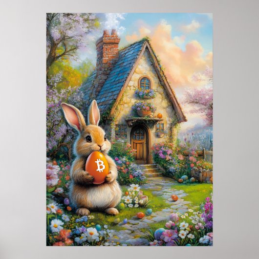 Bitcoin Easter Bunny Rabbit Hole Crypto BTC Poster (Voorkant)