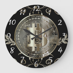 Bitcoin Gold Coin Black Money Design Grote Klok