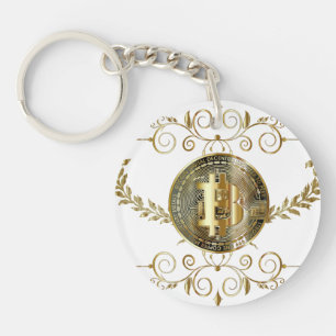 Bitcoin Gold & White Coin Cryptocurrency Geld Sleutelhanger