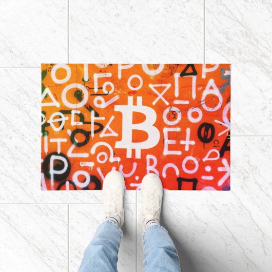"Bitcoin Graffiti" (Stijl #7) Straatkunst Deurmat (Binnen)