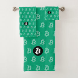 Bitcoin Groen-Blauw (Stijl 2) Bad Handdoek
