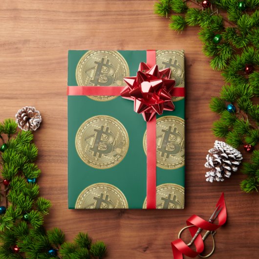 Bitcoin Groene Inpakpapier (Feestdagen Geschenken)