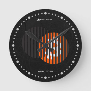 Bitcoin Halving 2028 (Stijl: 1 / Klassiek Oranje) Ronde Klok