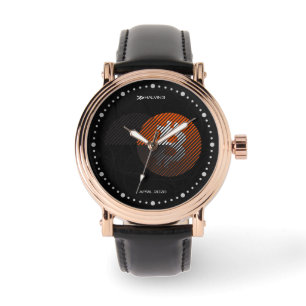 Bitcoin Halving 2028 (Stijl: 3 / Klassiek Oranje) Horloge