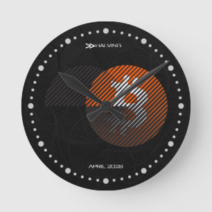 Bitcoin Halving 2028 (Stijl: 3 / Klassiek Oranje) Ronde Klok