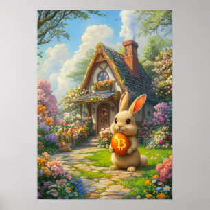 Bitcoin Konijn Hole Pasen Bunny Wall Art Poster