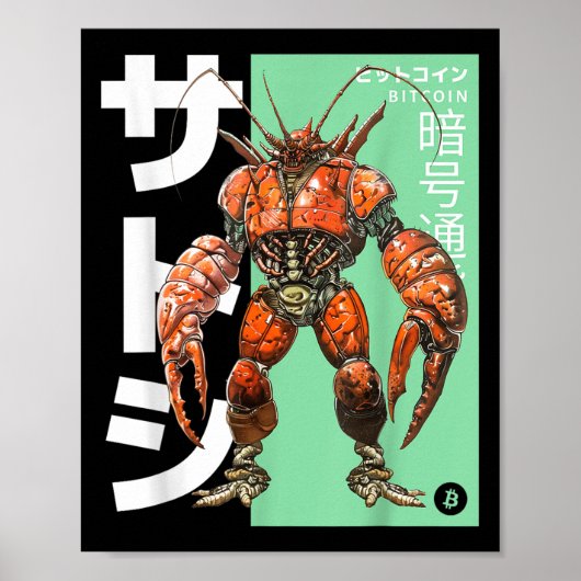 Bitcoin Lobster (BTC Crypto Statement & Map; Anime Poster (Voorkant)