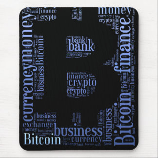 Bitcoin logo grafische wordart muismat