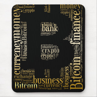 Bitcoin logo grafische wordart muismat