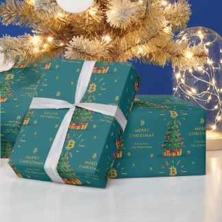 Bitcoin Merry Kerstcryptocurrency Aangepaste naam Cadeaupapier