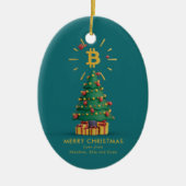 Bitcoin Merry Kerstcryptocurrency Aangepaste naam Keramisch Ornament (Voorkant)