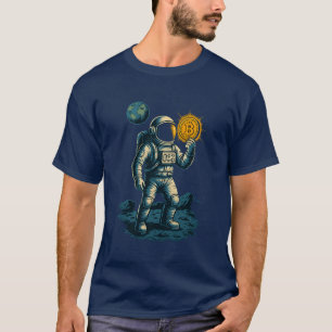 Bitcoin Miner in de ruimte - Gloeiend Astronaut De T-shirt