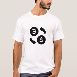 Bitcoin naar US Dollars Iconen zwart en wit T-shirt