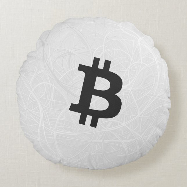 Bitcoin Neuron Wit Rond Kussen (Voorkant)