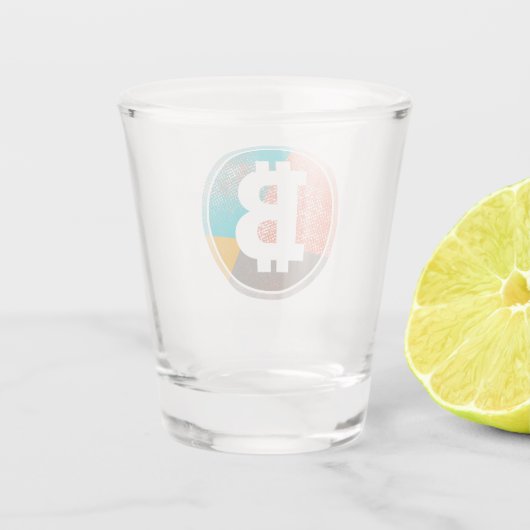 Bitcoin Pastel Pop Art Halftone Logo Shot Glas (Achterkant)