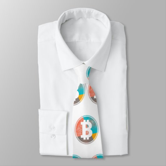 Bitcoin Pastel Pop Art Halftone Logo Stropdas (Gebonden)