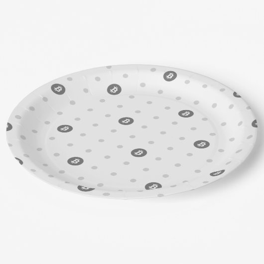 Bitcoin Polka Dot Paper Plate (Large)  Papieren Bordje (Gekanteld)