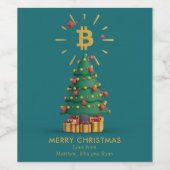 Bitcoin Prettig Kerstmis Cryptovaluta Aangepaste N Wijn Etiket (Enkel label)