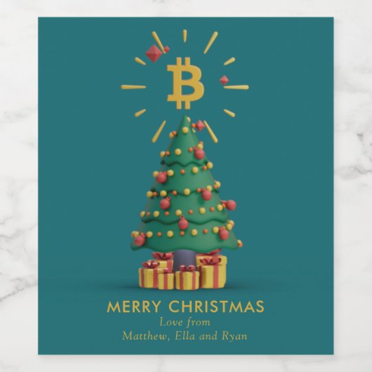 Bitcoin Prettig Kerstmis Cryptovaluta Aangepaste N Wijn Etiket (Enkel label)