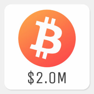Bitcoin prijs $ 2.000.000 ($ 2,0 miljoen) Twee mil Vierkante Sticker