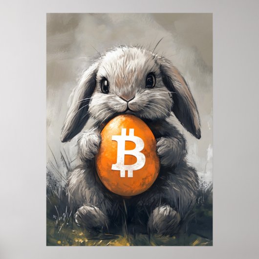 Bitcoin Rabbit Hole Crypto Bunny Poster (Voorkant)
