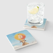 Bitcoin Resilient Bull Stenen Onderzetter (Zijkant)