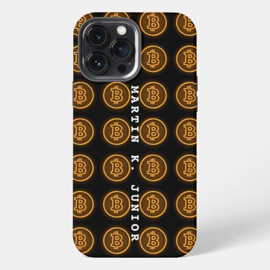 bitcoin RETRO led tekens CRYPTO gepersonaliseerde iPhone Hoesje (Achterkant)