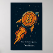 Bitcoin Rocket Crypto Art Print – Naar de maan! (Voorkant)