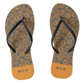 Bitcoin Sinaasappel met patroon en grijs gepersona Teenslippers (Voetbed)