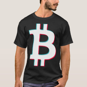 Bitcoin Social Media App blauw roze glitch modern T-shirt