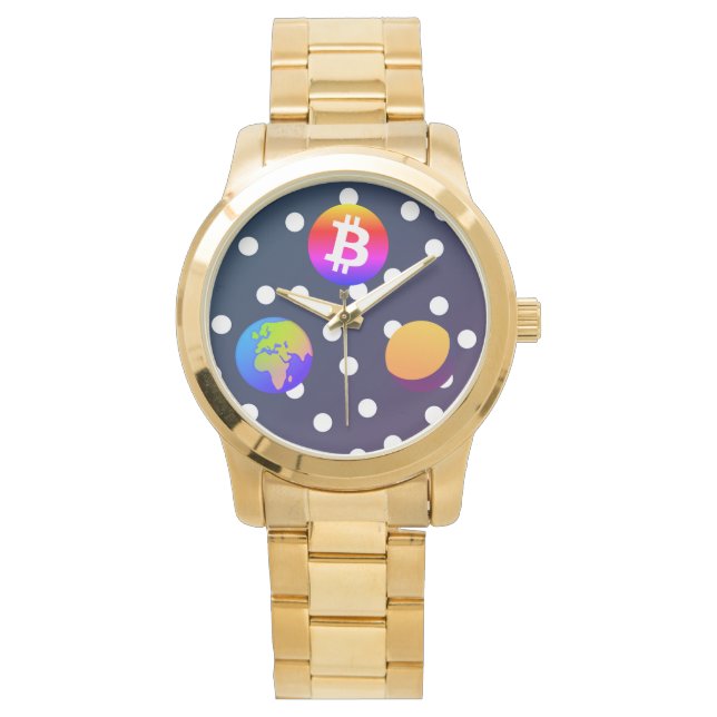 Bitcoin Solar Space Designer (coloré) Montre (devant)