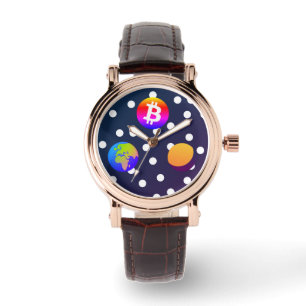 Bitcoin Solar Space Designer (kleurrijk) horloge