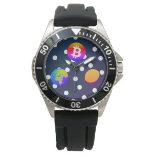 Bitcoin Solar Space Designer (kleurrijk) horloge