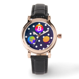 Bitcoin Solar Space Designer (kleurrijk) horloge