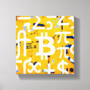 Bitcoin-straatkunst (oranje schilderij nr. 4) canvas afdruk