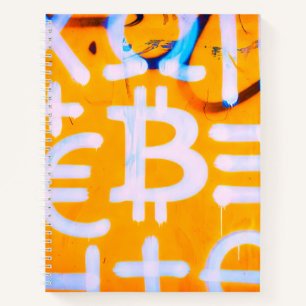 Bitcoin Street Art (Oranje Schilderij Nr. 1) Notitieboek