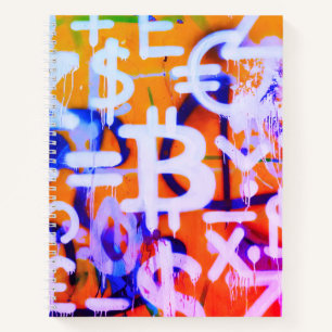 Bitcoin Street Art (Oranje Schilderij Nr. 2) Notitieboek