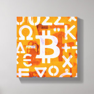 Bitcoin Street Art (Oranje Schilderij Nr. 6) Canvas Afdruk