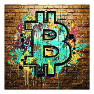 Bitcoin Street Art Poster – Kleurrijk Graffiti-ont