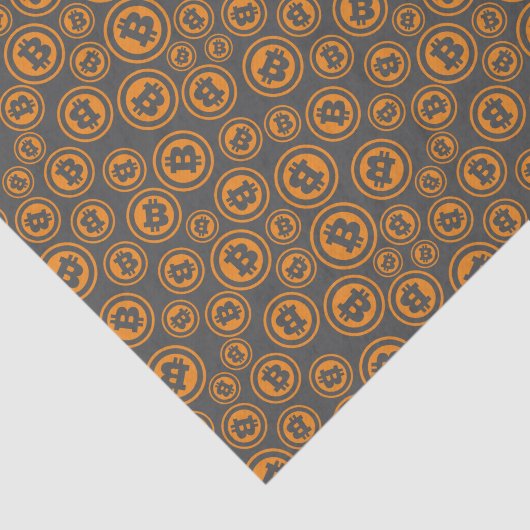 Bitcoin symboliseert Sinaasappel en grijs Tissuepapier (Detail)