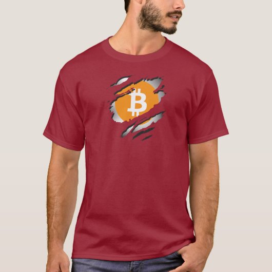 Bitcoin Torn Afbeelding met Logo onthulling ondera T-shirt (Voorkant)