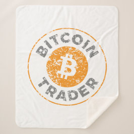 Bitcoin Trader Grunge Tekstcirkel Omtrek Wit Sherpa Deken