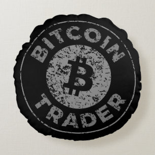 Bitcoin Trader Grunge Tekstcirkel Omtrek Zwart Rond Kussen