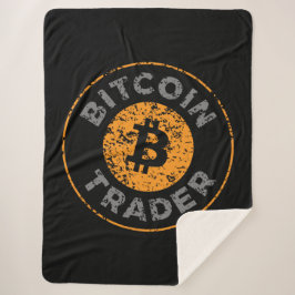Bitcoin Trader Grunge Tekstcirkel Omtrek Zwart Sherpa Deken