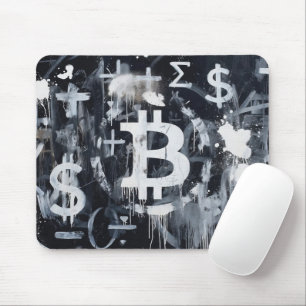 Bitcoin Valuta Straatkunst (Zwart Schilderij No. 1 Muismat