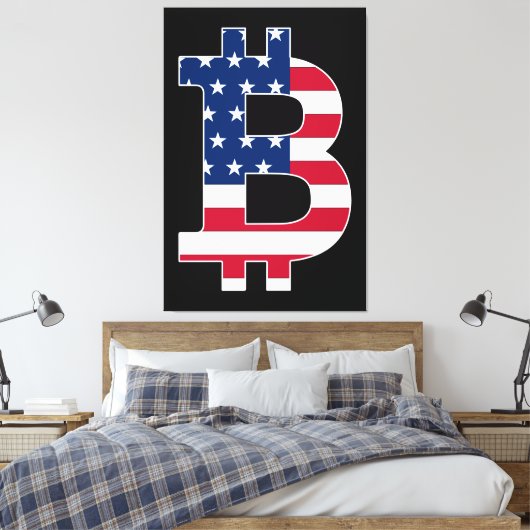 BitCoin Verenigde Staten Vlag Canvas Afdruk (Insitu (Slaapkamer))