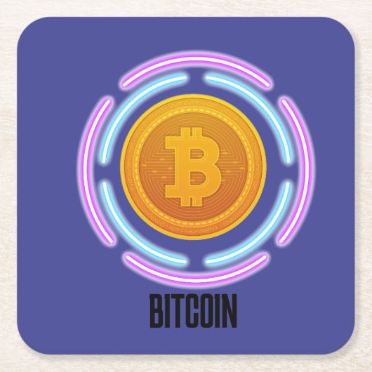 BITCOIN VIERKANTE KARTONNEN ONDERZETTER (Voorkant)